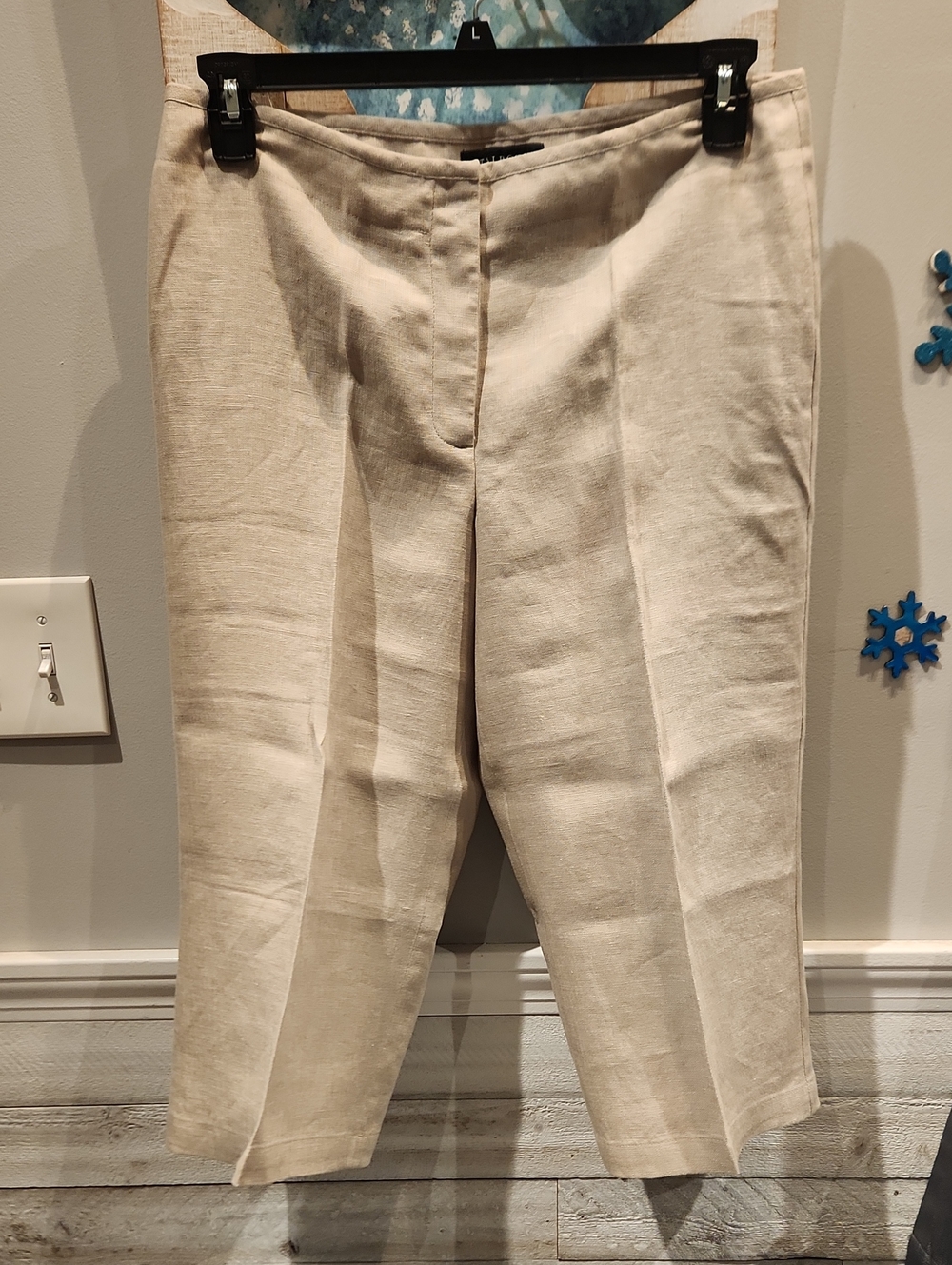 EUC Talbots Cream Linen-Blend Capris Sz 12P